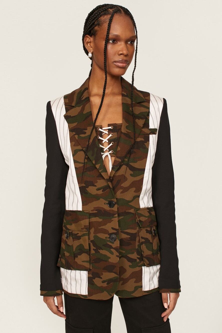 MONSE Multicolor Camouflage Front Button Collared Inside Out Blazer Jacket 8